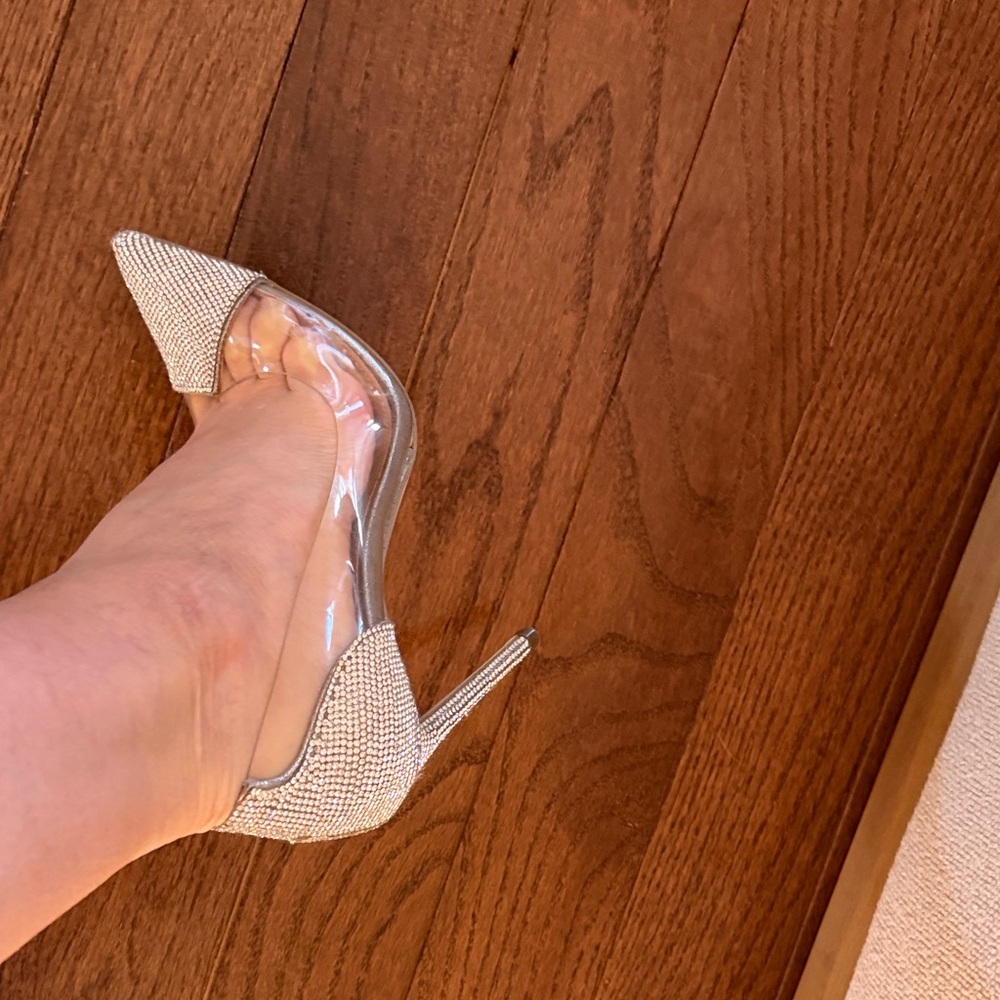 Steve Madden Clear and Silver Heels